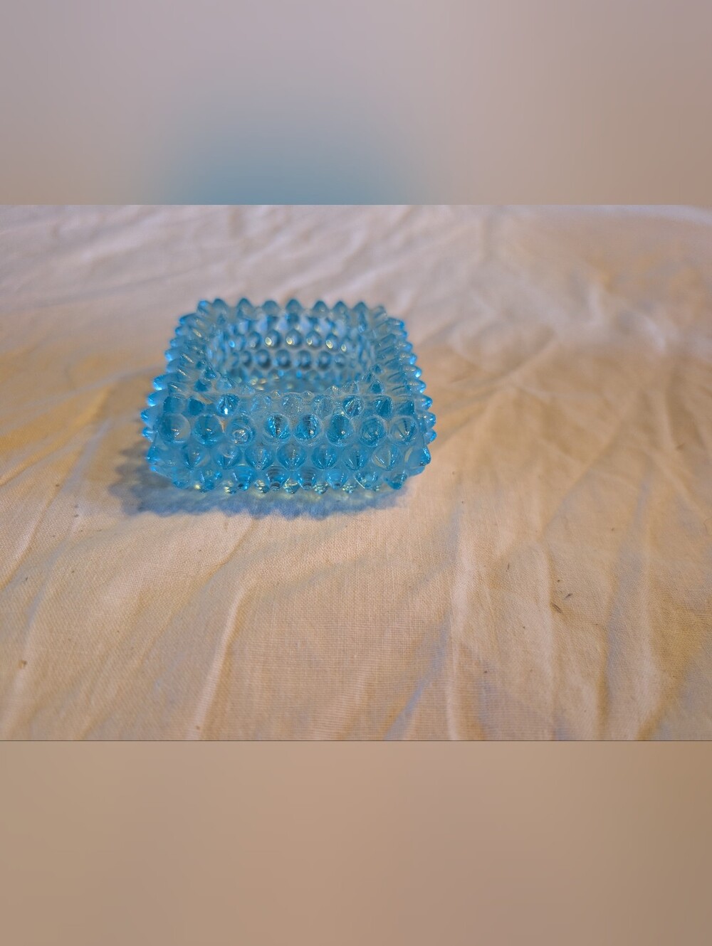 2/30$ Fenton Blue Hobnail Square Glass tea light Candle Holder